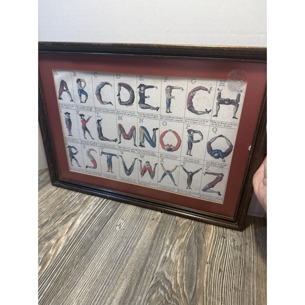 Williamsburg FRAMED PRINT Hotch Potch Alphabet turn'd Posture Maker copied  1782